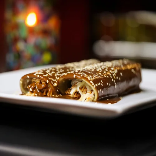 Enchiladas de Mole - Enchiladas with rich mole sauce